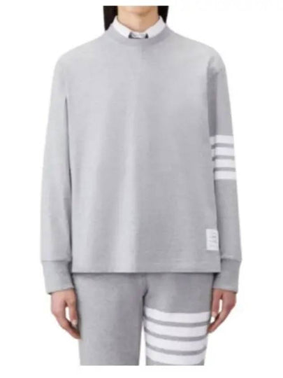 Engineered 4 Bar Medium Weight Jersey Oversized Long Sleeved T-Shirt Light Grey - THOM BROWNE - BALAAN 2