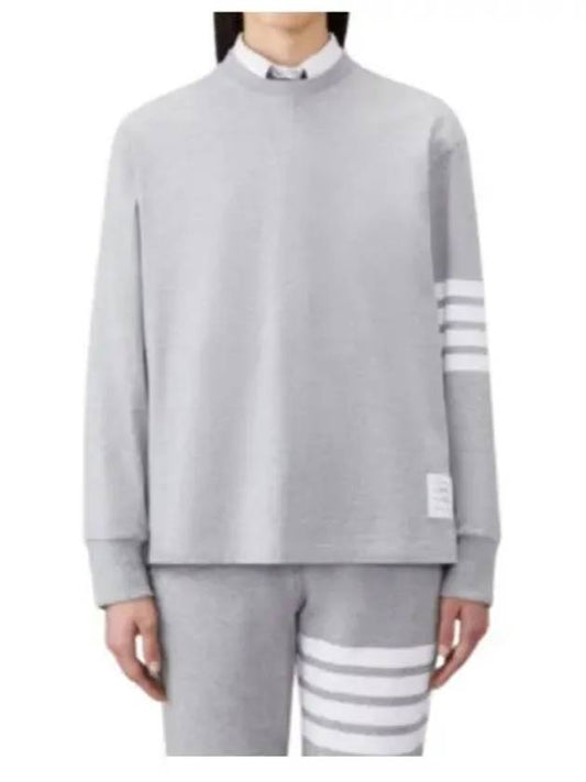 Engineered 4 Bar Medium Weight Jersey Oversized Long Sleeved T-Shirt Light Grey - THOM BROWNE - BALAAN 2