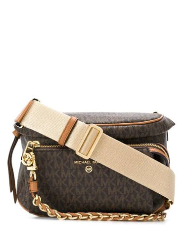 Slater Monogram Print Cross Bag Brown - MICHAEL KORS - BALAAN 1