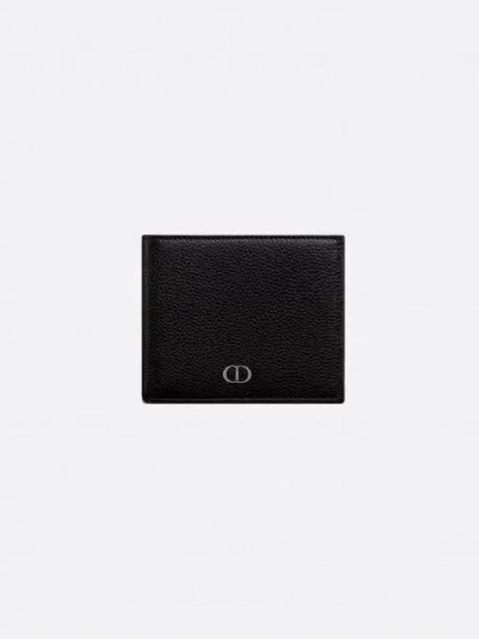 Compact Grained Calfskin CD Icon Signature Half Wallet Black - DIOR - BALAAN 2