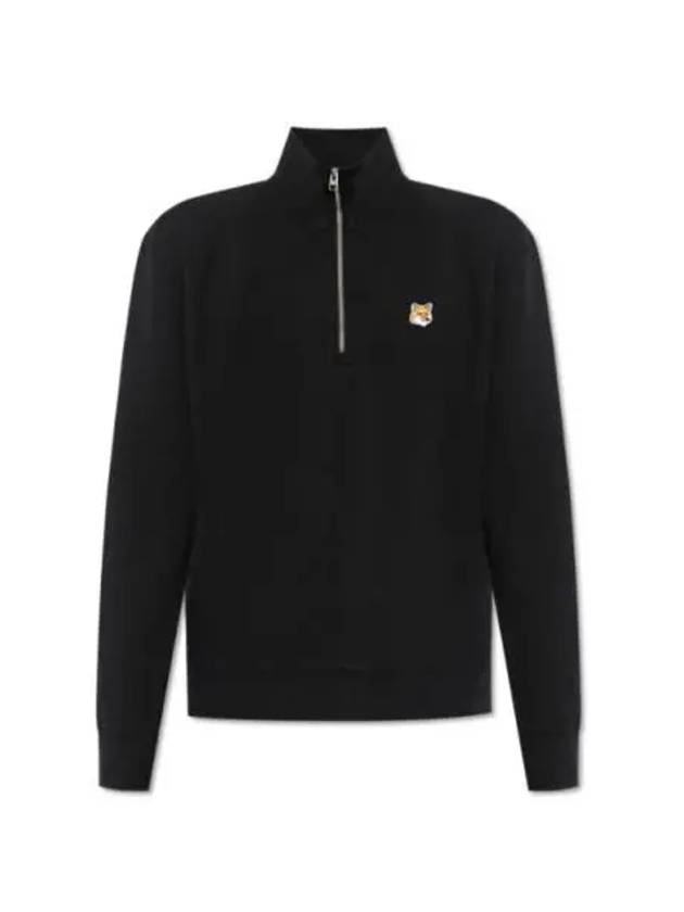 Fox Head Patch Half Zipper Sweatshirt Black - MAISON KITSUNE - BALAAN 2