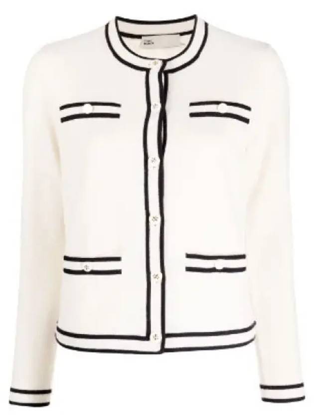 Kendra Button-Up Crew Neck Cardigan Ivory - TORY BURCH - BALAAN 2