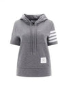 Double Face 4 Bar Short Sleeve Hoodie Grey - THOM BROWNE - BALAAN 2