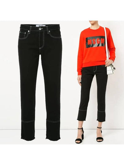 Women's Crop Jeans Black - MSGM - BALAAN 2