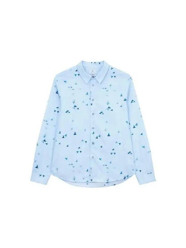 PS bird print tailored fit shirt blue 271122 - PAUL SMITH - BALAAN 1