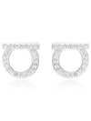 Gancini Crystal Large Earrings Silver - SALVATORE FERRAGAMO - BALAAN 2