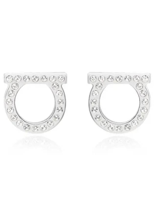 Gancini Crystal Large Earrings Silver - SALVATORE FERRAGAMO - BALAAN 5