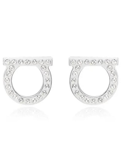 Gancini Crystal Large Earrings Silver - SALVATORE FERRAGAMO - BALAAN 2