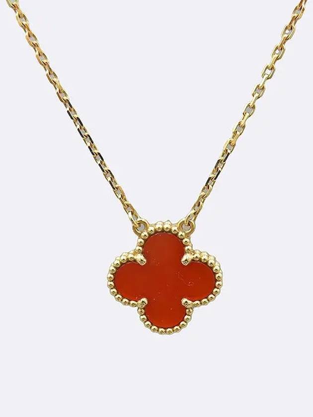 Van Cleef Arpels VCARD38500 18K Yellow Gold Alhambra Carnelian Vintage Pendant Necklace - VANCLEEFARPELS - BALAAN 2