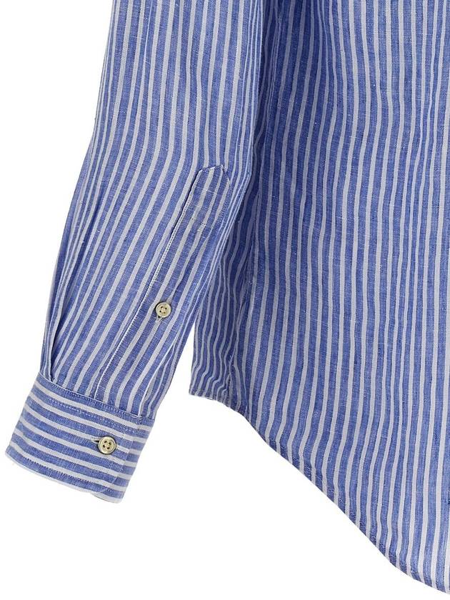 Striped Linen Long Sleeve Shirt Blue - POLO RALPH LAUREN - BALAAN 5