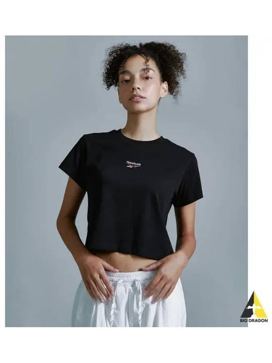 Essentials Semi Crop T Shirt Women Black - REEBOK - BALAAN 1