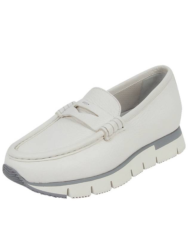 Women's Leather Loafers White - SANTONI - BALAAN 3