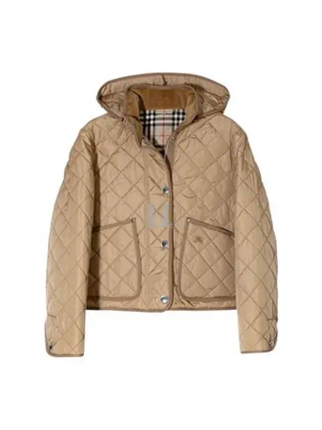 Women's Cropped Quilted Hoodie Jacket Archives Beige - BURBERRY - BALAAN 2