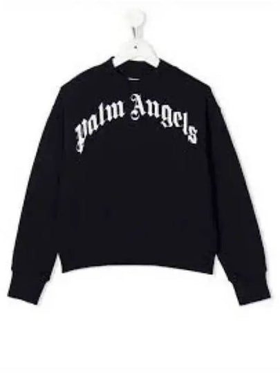 Curve Logo Print Sweatshirt Black - PALM ANGELS - BALAAN 2