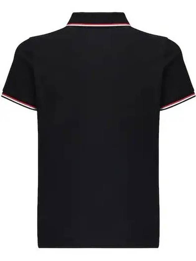 Logo Striped Collar Cotton Pique Polo Shirt Black 8A70300 84556 999 - MONCLER - BALAAN 3