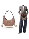 GG Marmont Half Moon Mini Bag Beige - GUCCI - BALAAN 2