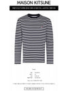 Fox Logo Stripe Long Sleeve T-Shirt Navy - MAISON KITSUNE - BALAAN 3