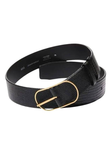 Embossing 40mm Large Leather Belt Black - AMI - BALAAN 1