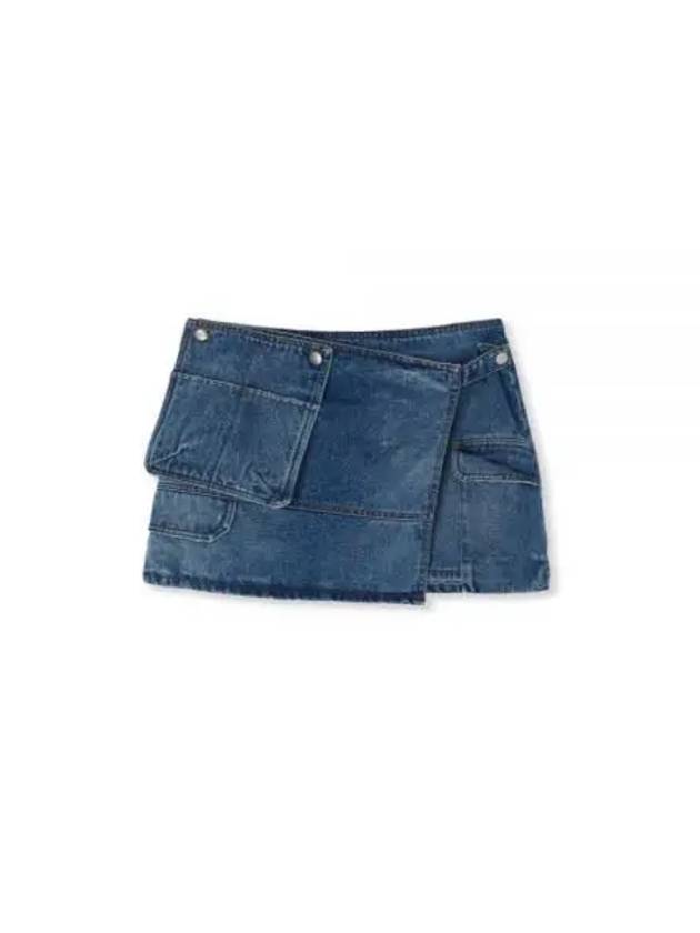 Pocket Mini Denim A-Line Skirt Blue - MSGM - BALAAN 2