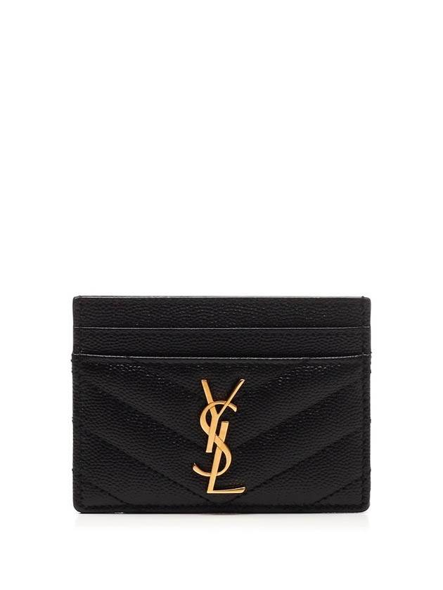 Gold Hardware Matelasse Caviar Leather Card Wallet Black - SAINT LAURENT - BALAAN 2