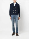 Men's Gold Button Double Breasted Cardigan Blue - BRUNELLO CUCINELLI - BALAAN 4