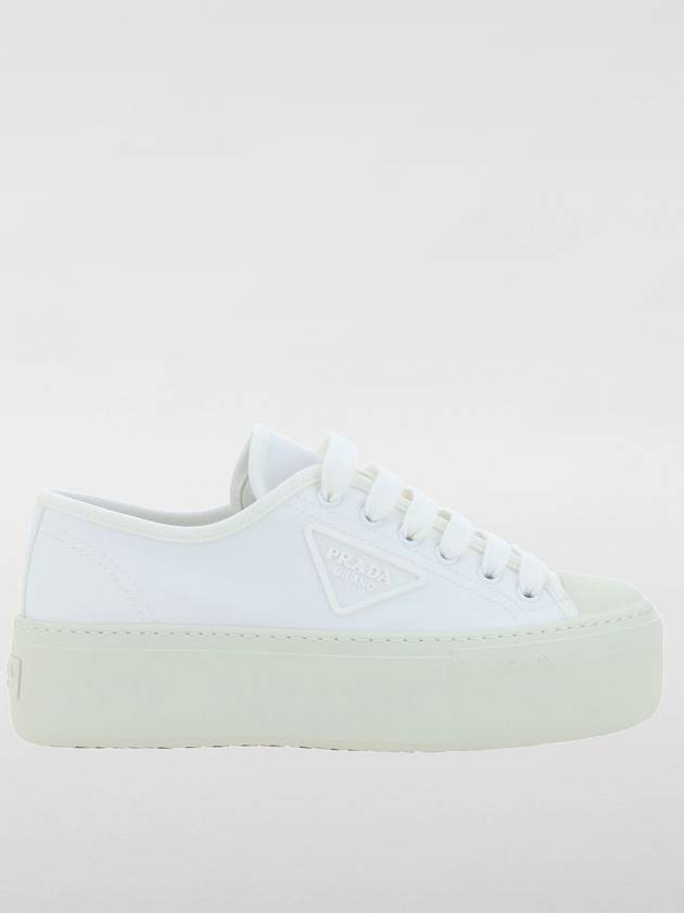 Lace fabric low top sneakers white - PRADA - BALAAN 2