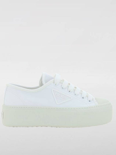 Lace fabric low top sneakers white - PRADA - BALAAN 2