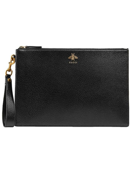 Animal Leather Clutch Bag Black - GUCCI - BALAAN 2