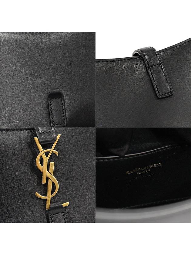 710318 Black Smooth Calfskin Gold Monogram LE 5 A 7 Mini Hobo Shoulder Bag - SAINT LAURENT - BALAAN 7