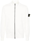 Wappen Patch Cotton Zip-Up Cardigan White - STONE ISLAND - BALAAN 3