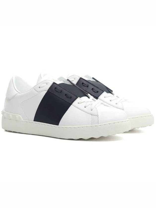 Men's Hidden Open Band Low Top Sneakers White Navy - VALENTINO - BALAAN 5