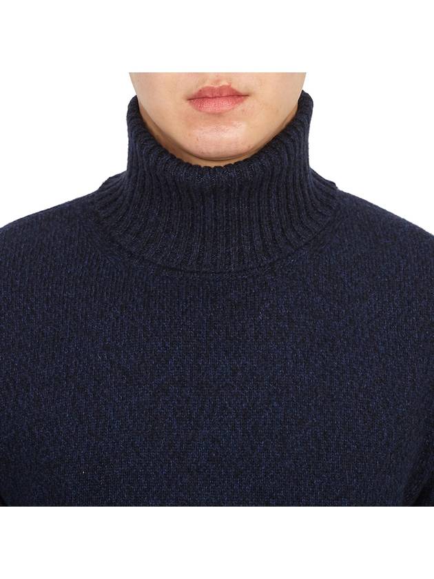 Heart Logo Cashmere Turtleneck Navy - AMI - BALAAN 7