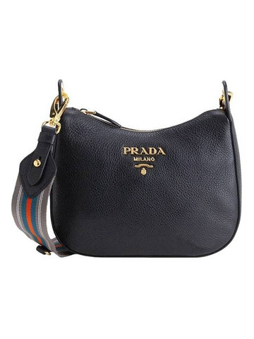 Vitello Pheonix Small Hobo Shoulder Bag Black - PRADA - BALAAN 1