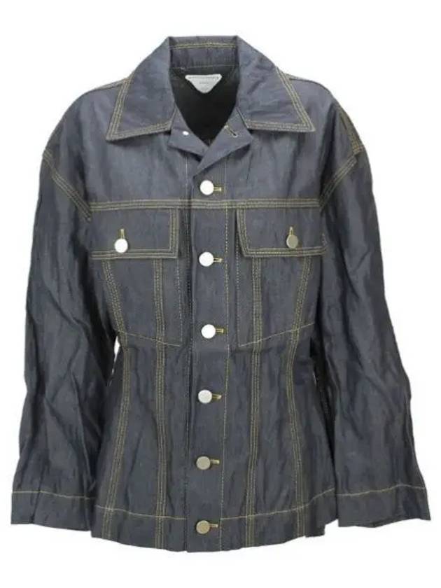 Metallic Denim Jacket Blue - BOTTEGA VENETA - BALAAN 2