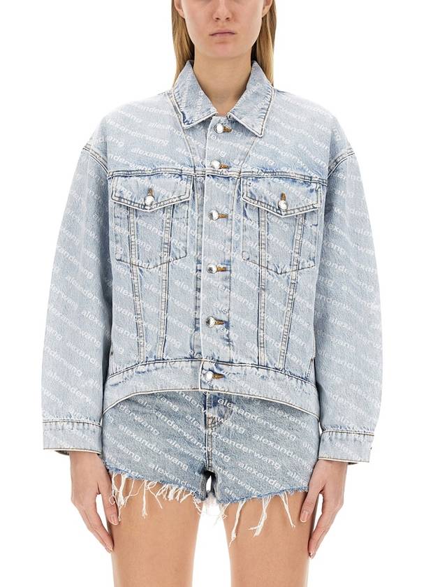 Women's Logo Print Denim Jacket - ALEXANDER WANG - BALAAN 2