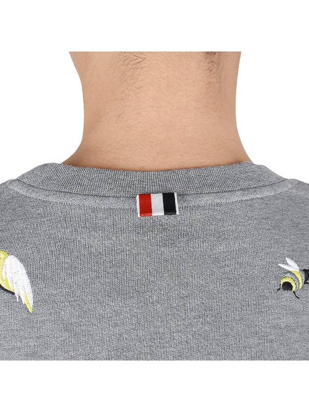 Embroidered Crew Neck Cotton Sweatshirt Grey - THOM BROWNE - BALAAN 9