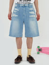 Destroyed Denim Shorts Light Blue - UNALLOYED - BALAAN 1