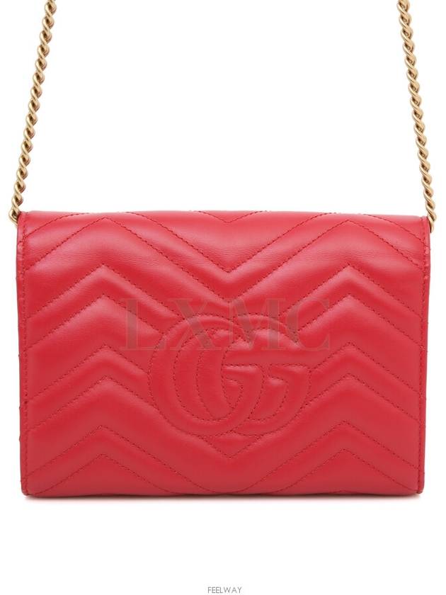 474575 Marmont Matelasse Mini Chain Bag WOC Cross Red Gold Plated - GUCCI - BALAAN 4