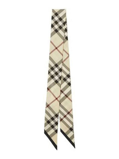 Skinny Check Silk Scarf Stone - BURBERRY - BALAAN 2