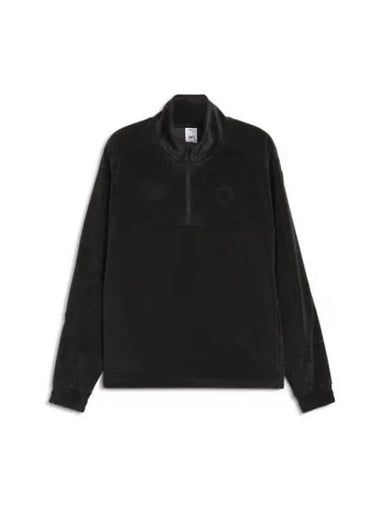 Perks And Mini Velour Half Zip Up Long Sleeve T-Shirt Black - PUMA - BALAAN 1