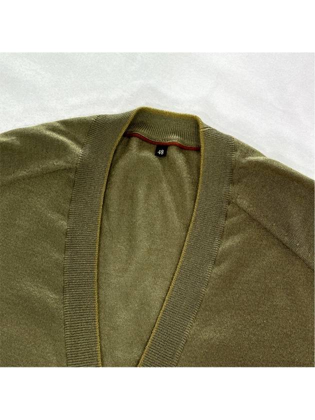 48 Men s Leather Point Silk Cashmere Cardigan Olive - LORO PIANA - BALAAN 5