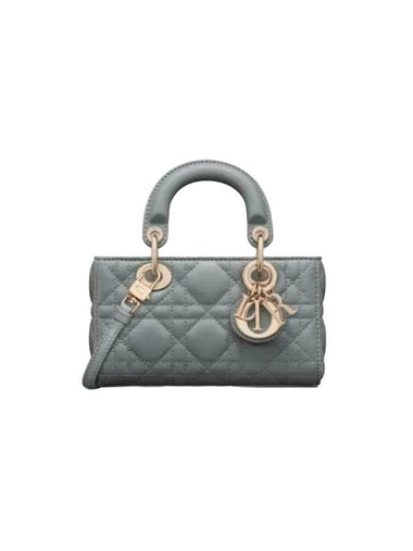 Lady D Joy Cannage Lambskin Micro Tote Bag Grey - DIOR - BALAAN 1