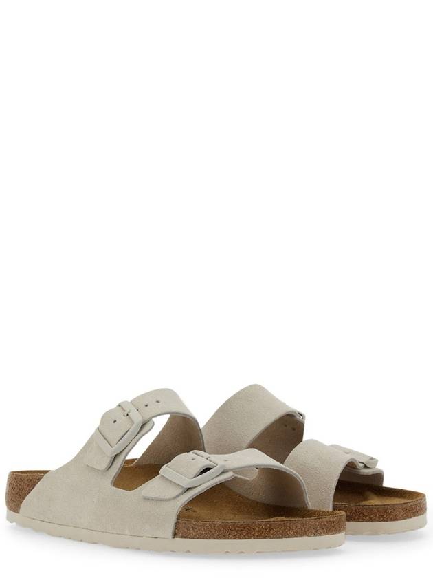 Arizona Suede Leather Slippers Antique White - BIRKENSTOCK - BALAAN 4