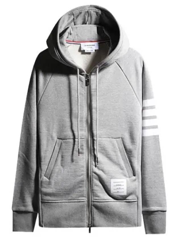 Diagonal Stripe RWB Tab Loopback Jersey Knit Hooded Zip up - THOM BROWNE - BALAAN 1