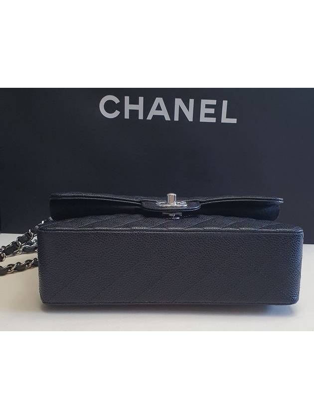 Classic Silver Metal Grained Calfskin Small Flap Shoulder Bag Black - CHANEL - BALAAN 5