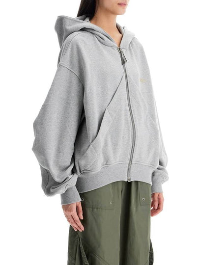 gray/beige melange loose hoodie with zip - THE ATTICO - BALAAN 2