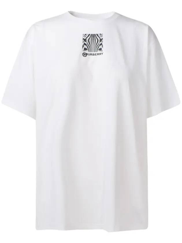 Zebra Print Short Sleeve T-Shirt White - BURBERRY - BALAAN 1