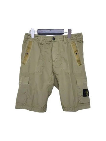 Seersucker Cargo Bermuda Shorts Beige - STONE ISLAND - BALAAN 1