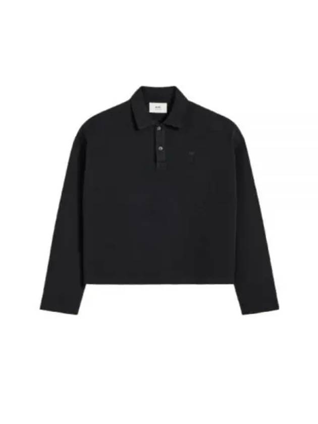 De Coeur Oganic Cotton Long Sleeve Polo Shirt Black - AMI - BALAAN 2