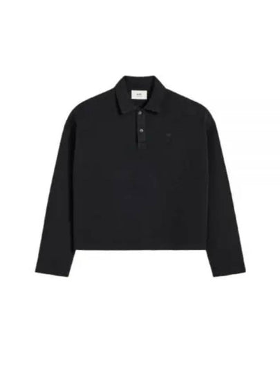 De Coeur Oganic Cotton Long Sleeve Polo Shirt Black - AMI - BALAAN 2